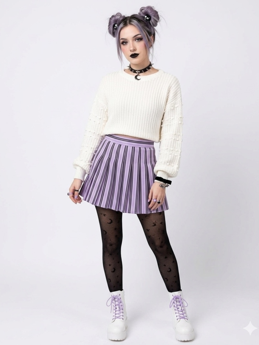 Women's White Crewneck Knit Sweater